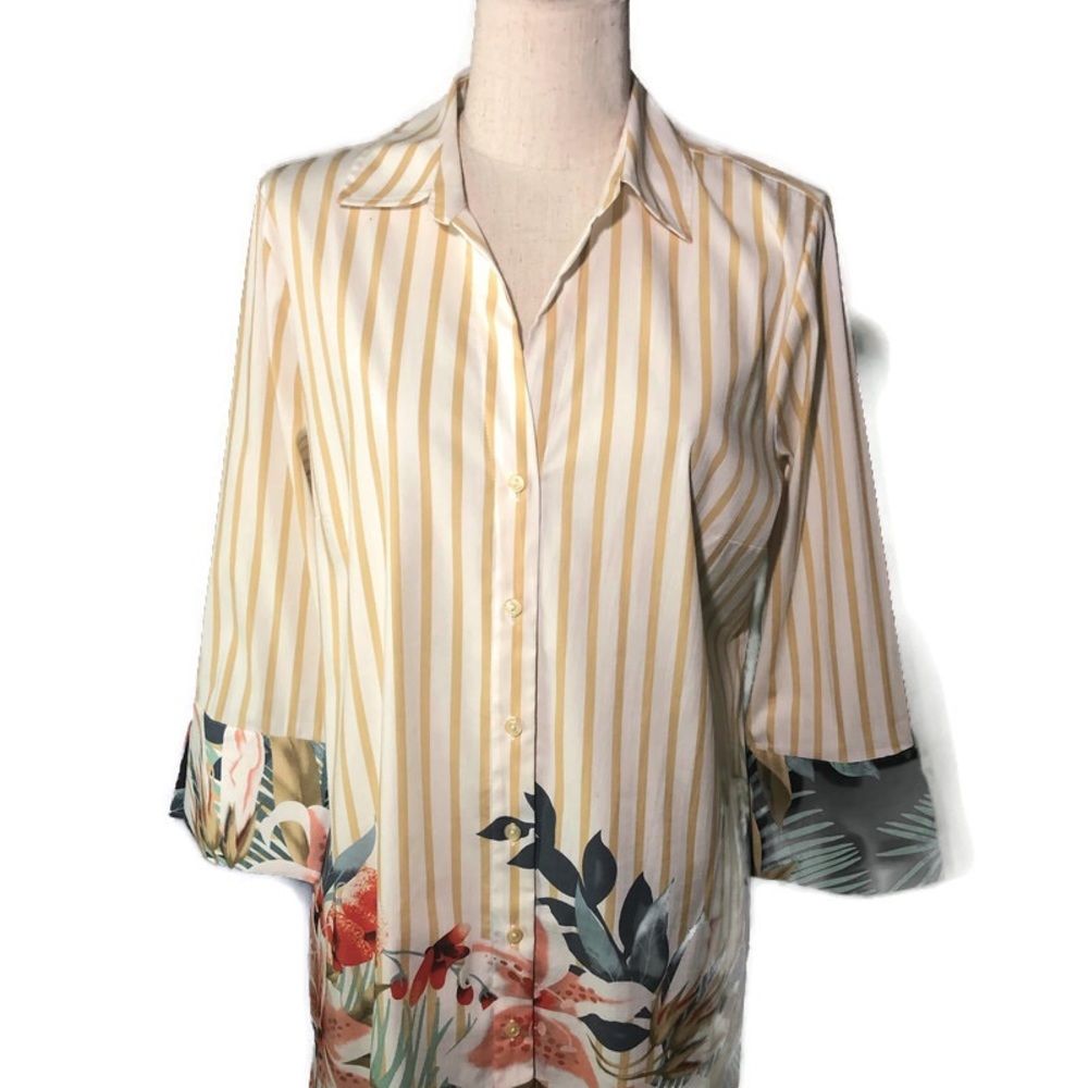 Soft Surroundings M Button Front Stripe Tunic - image 2